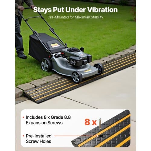 Car Driveway Rubber Curb Ramp, 33069 lbs Load Capacity, 2.6 inch Rise Curbside Bridge Ramp with Yellow Reflective Strips, Suitable for Loading Dock, Warehouse, Garage, Sidewalk (2 Pack)