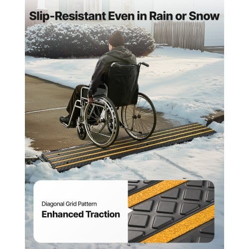 Car Driveway Rubber Curb Ramp, 33069 lbs Load Capacity, 2.6 inch Rise Curbside Bridge Ramp with Yellow Reflective Strips, Suitable for Loading Dock, Warehouse, Garage, Sidewalk (2 Pack)