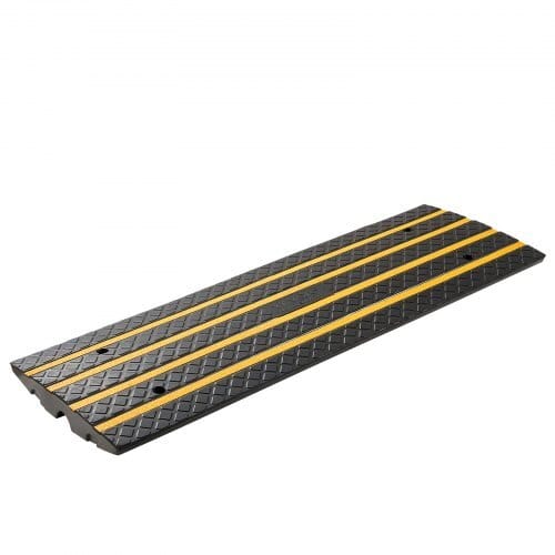 Car Driveway Rubber Curb Ramp, 33069 lbs Load Capacity, 2.6 inch Rise Curbside Bridge Ramp with Yellow Reflective Strips, Suitable for Loading Dock, Warehouse, Garage, Sidewalk (2 Pack)