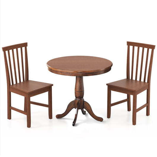 3 Pieces Wooden Dining Table and Chair Set for Cafe Kitchen Living Room - Color: Walnut