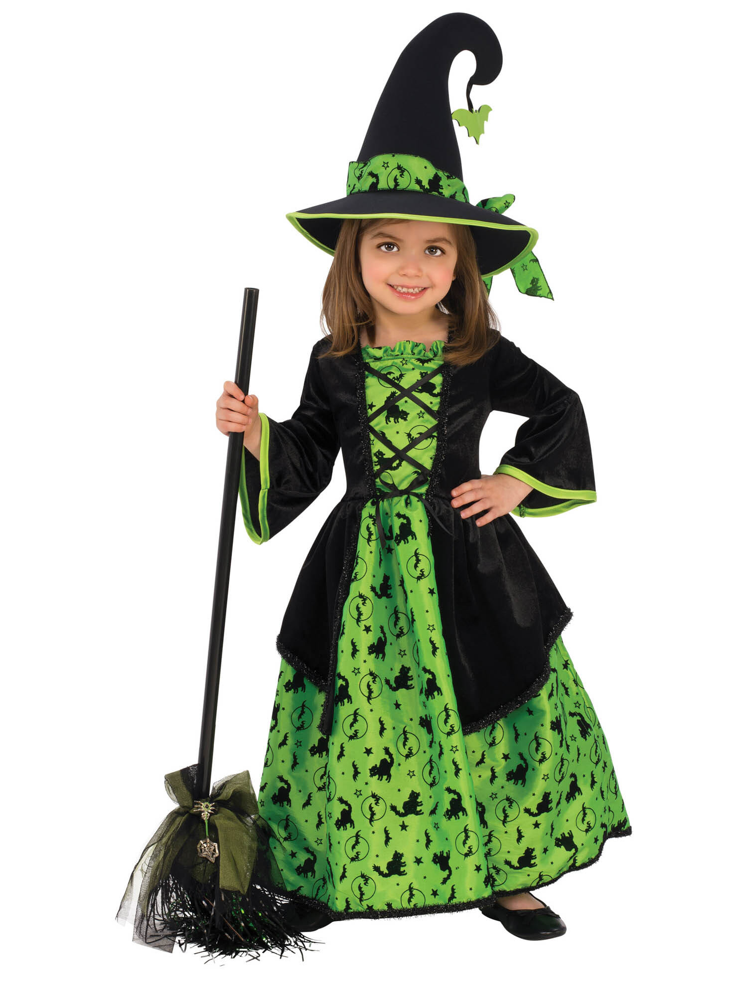 Girls Green Witch Costume M