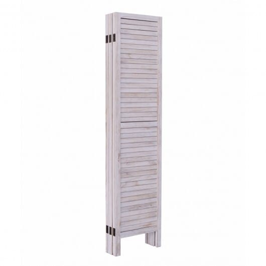 6 Panels Classic Venetian Wooden Slat Room Screen-White - Color: White