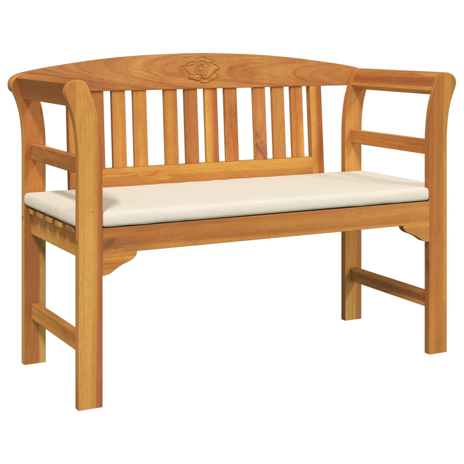 Rose Bench with Cushion Cream White 44.88 x 18.11 x 32.48 in