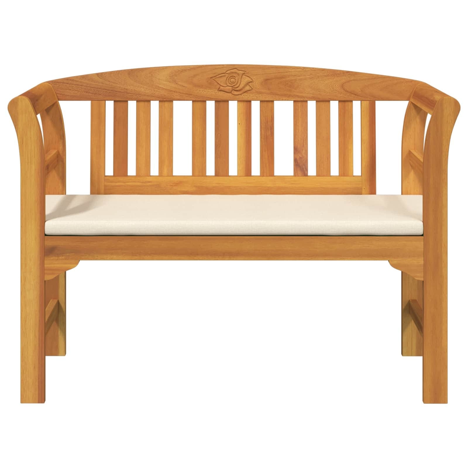 Rose Bench with Cushion Cream White 44.88 x 18.11 x 32.48 in