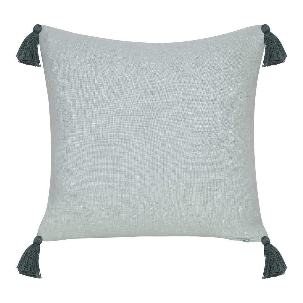 20" X 20" Olive Green Geometric Cotton Zippered Pillow With Tassels