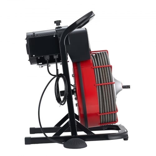 Drain Cleaner Machine 50 FT x 1/2 Inch, Sewer Snake Auger Manual Feed with 4 Cutters & Air-activated Foot Switch for 2" to 6" Pipes