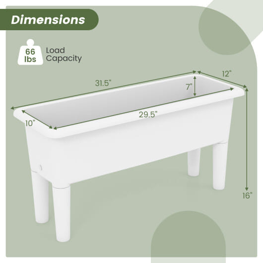 2 PCS Raised Garden Beds Self-Watering Planter Box with Detachable Legs and Drainage Hole-White - Color: Light Gray