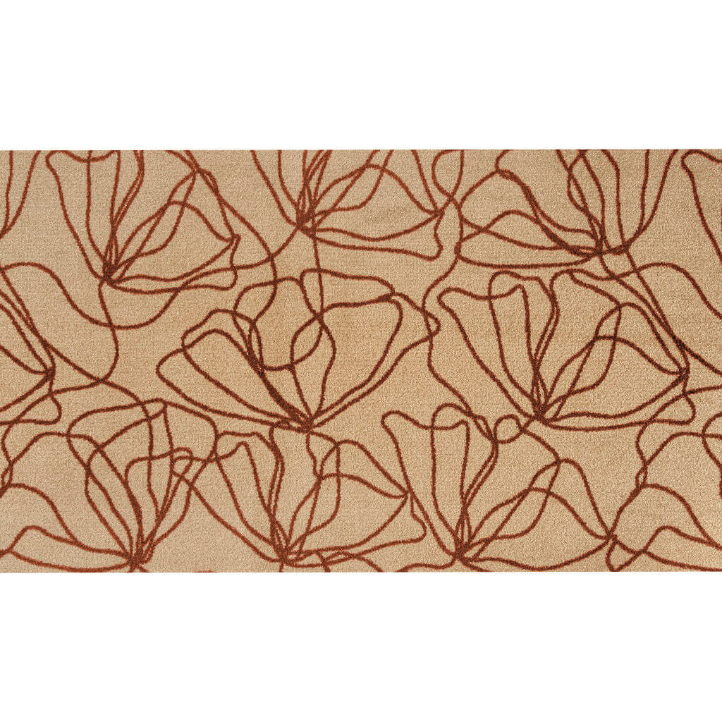 2' X 4' Beige and Bronze Floral Washable Non Skid Area Rug With UV Protection
