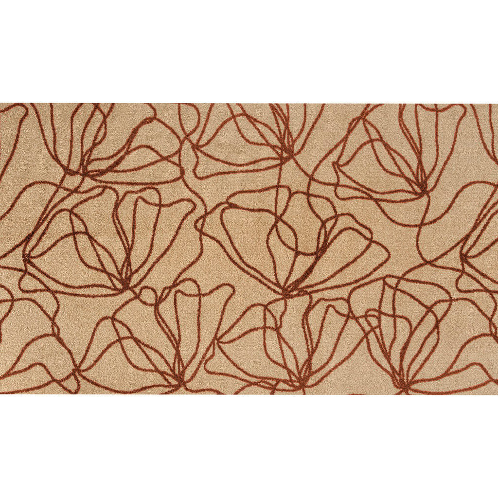 2' X 4' Beige and Bronze Floral Washable Non Skid Area Rug With UV Protection