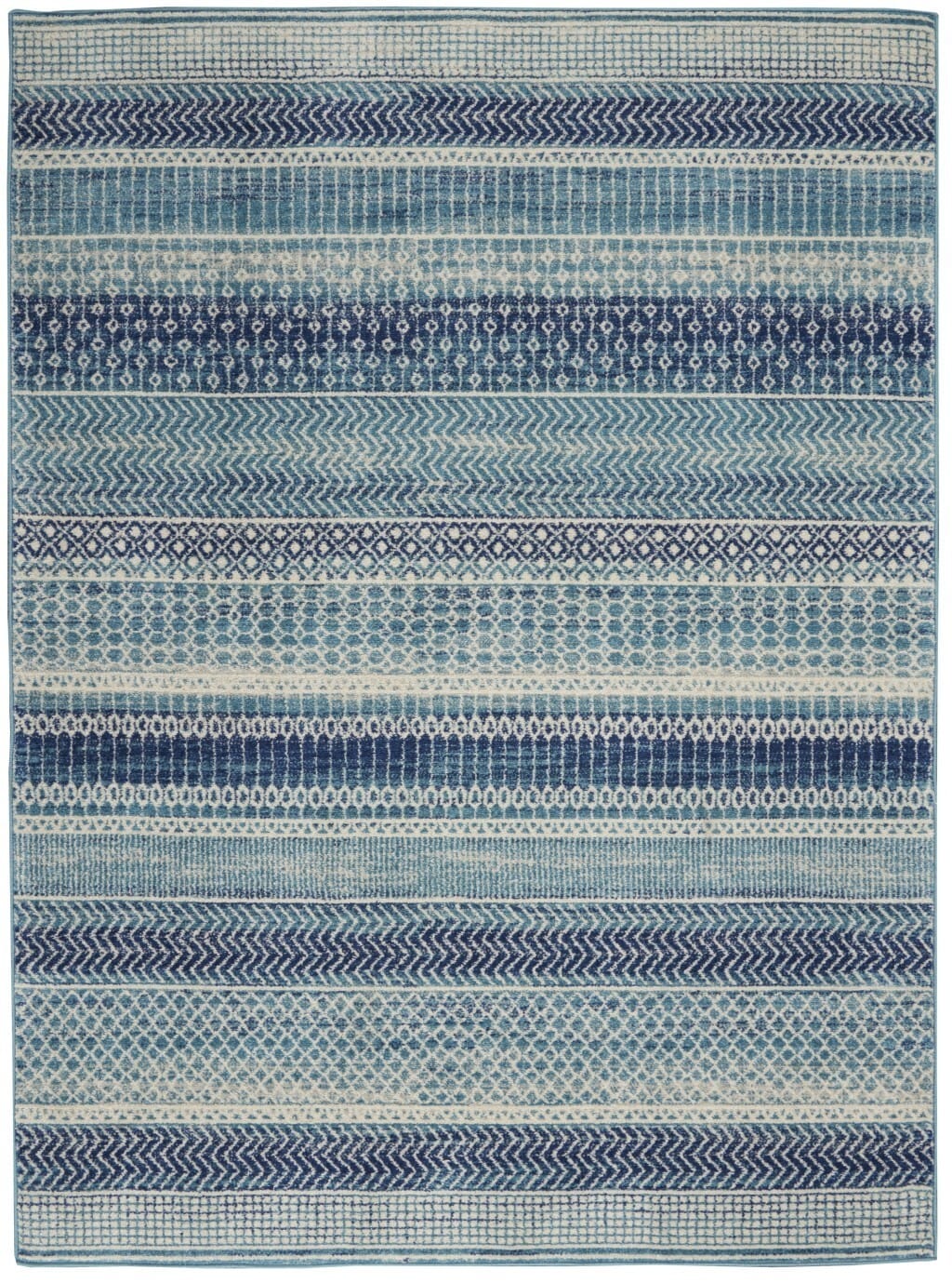 5' X 7' Navy Blue Southwestern Power Loom Area Rug