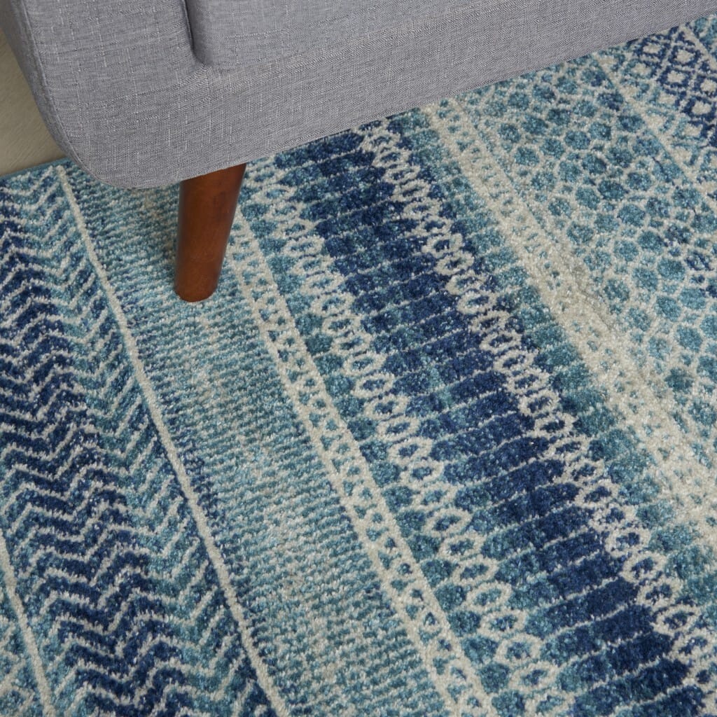 5' X 7' Navy Blue Southwestern Power Loom Area Rug