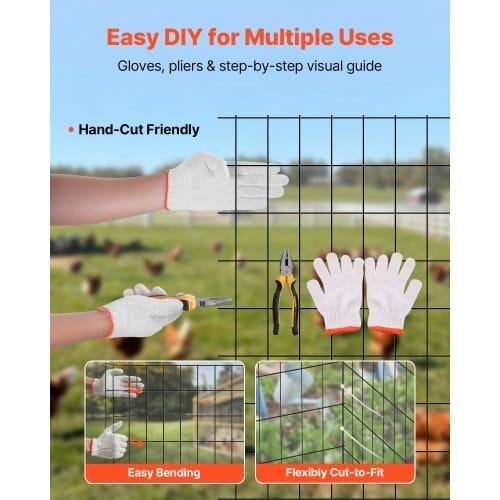 Hardware Cloth 24 in x 25 ft, 2 x 3 in Mesh 16 Gauge Galvanized Wire Mesh Roll, Weather-Resistant Vinyl Coated Chicken Wire Fencing, Heavy Duty Welded Garden Plant Fencing for Rabbit Cage Snake