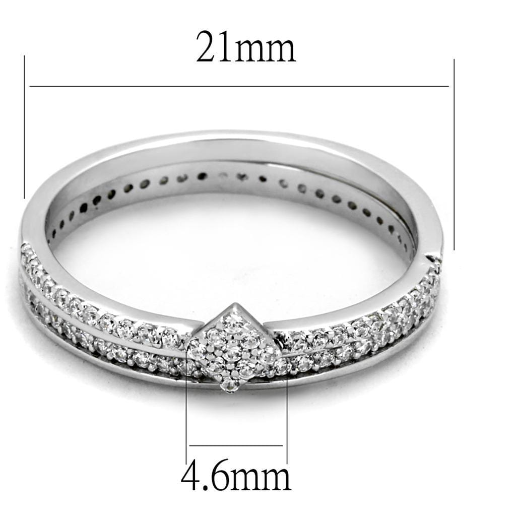 TS498 - Rhodium 925 Sterling Silver Ring with AAA Grade CZ in Clear