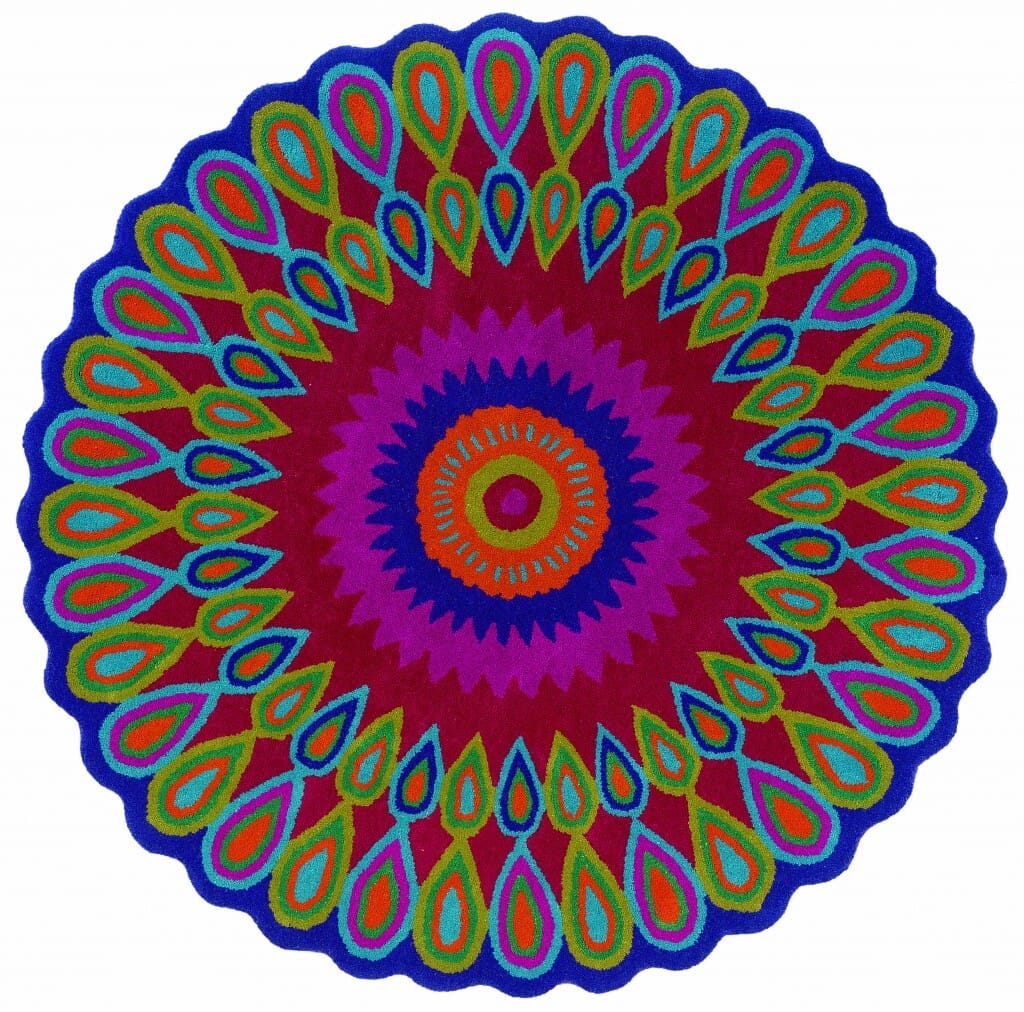 5' Round Pink Floral Edged Area Rug