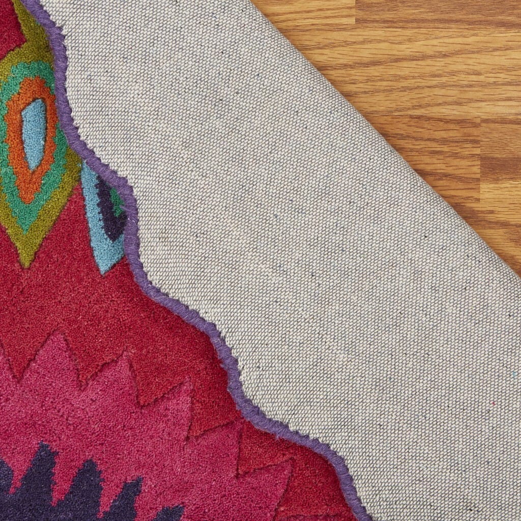 5' Round Pink Floral Edged Area Rug