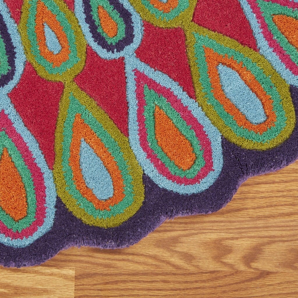 5' Round Pink Floral Edged Area Rug