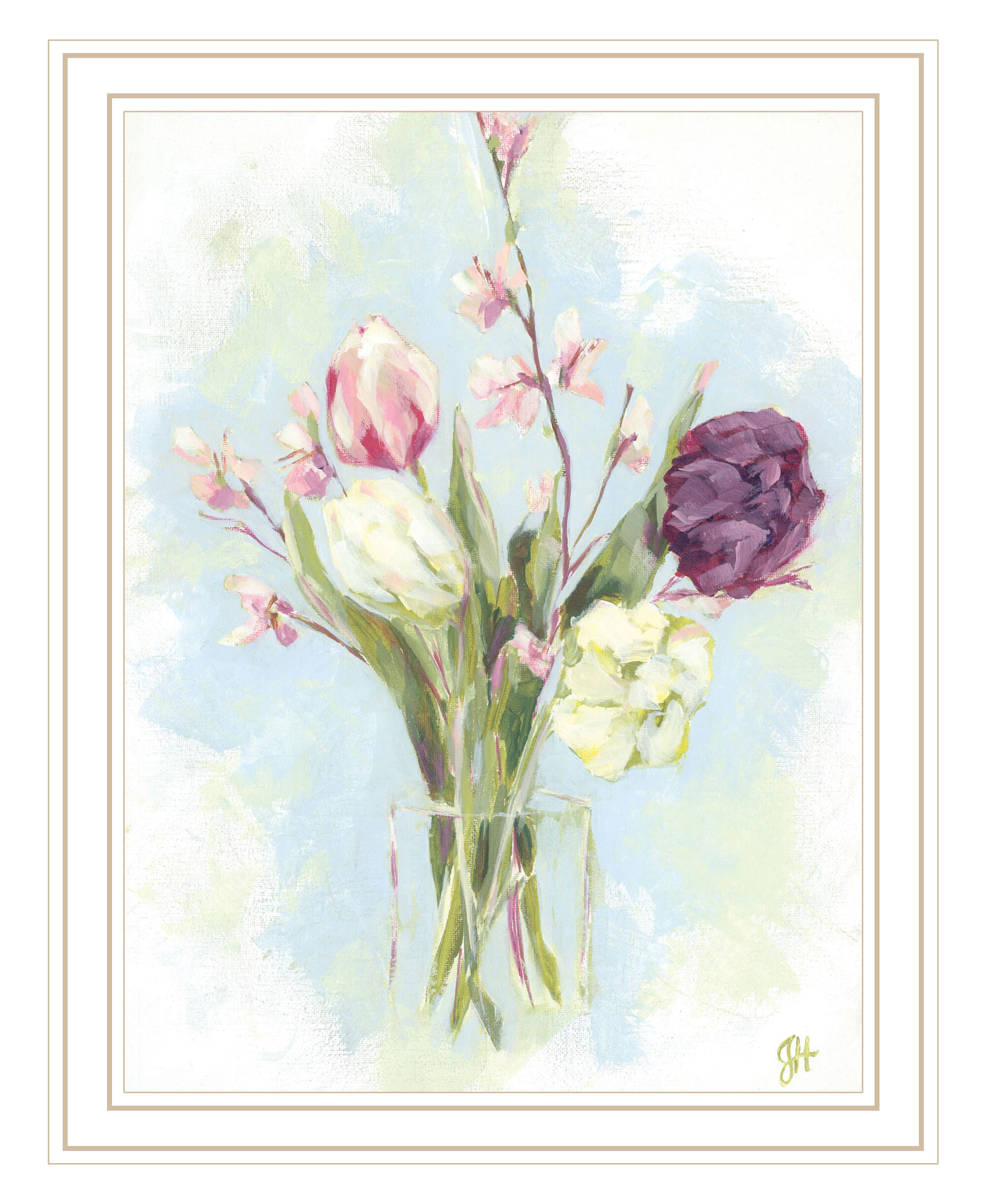 Flower Farm Bouquet White Framed Print Wall Art