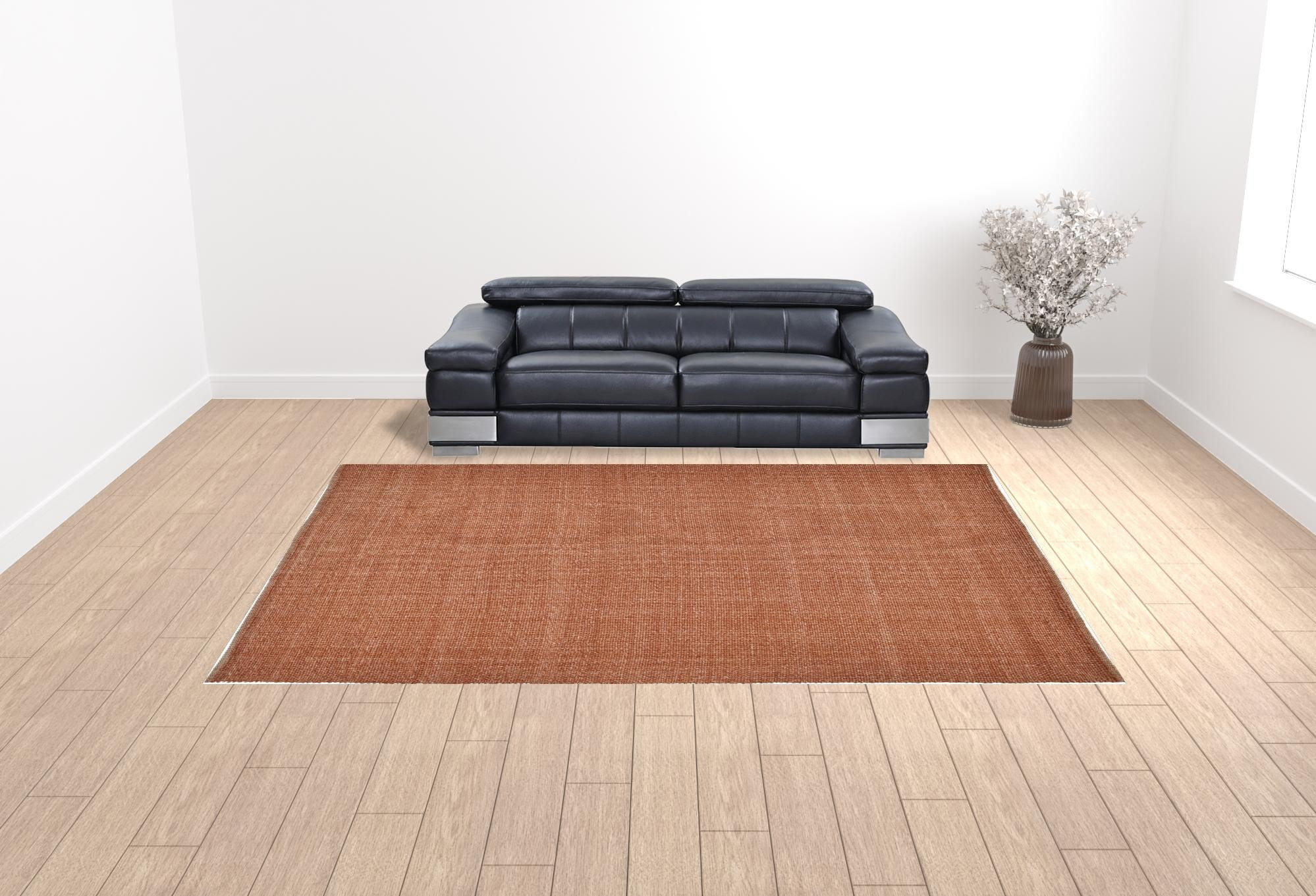 10' X 14' Orange Hand Woven Area Rug