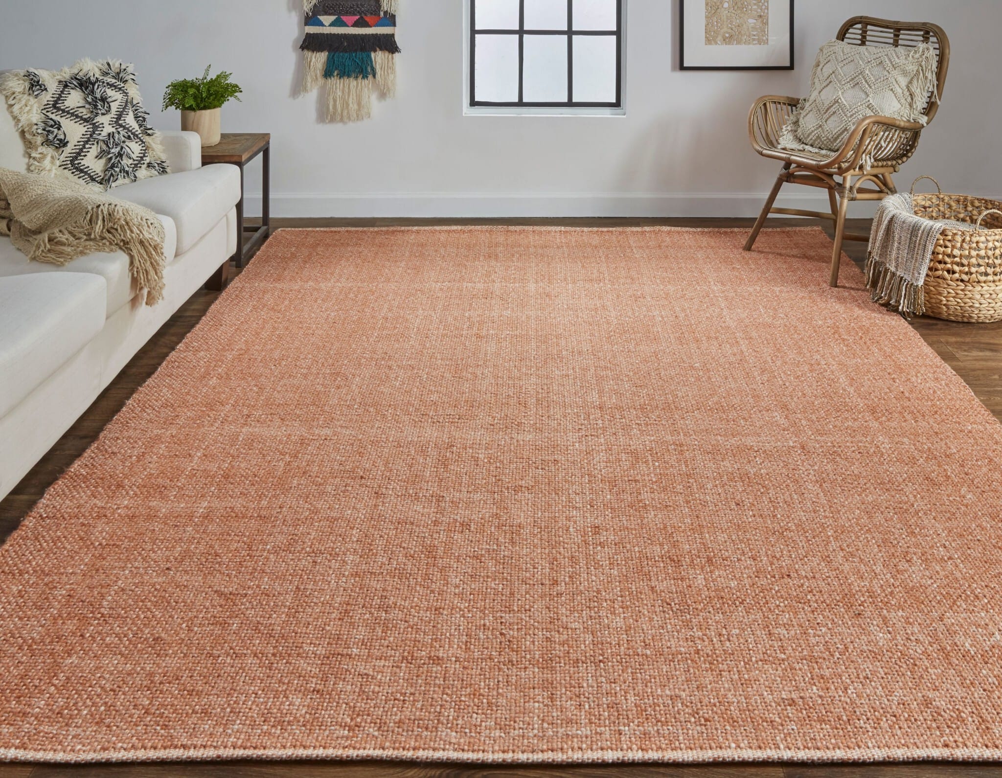 10' X 14' Orange Hand Woven Area Rug