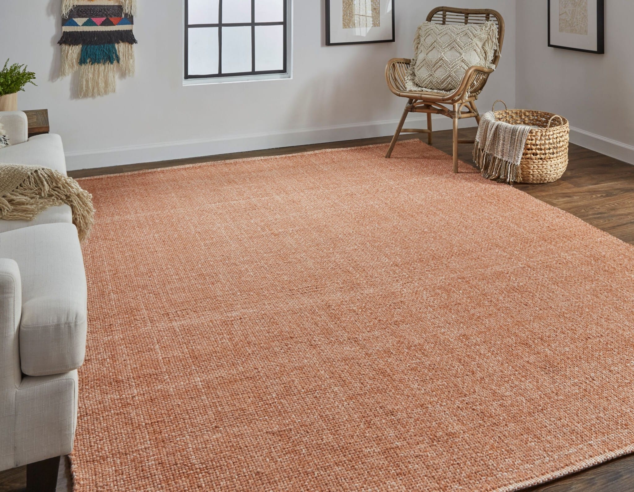 10' X 14' Orange Hand Woven Area Rug