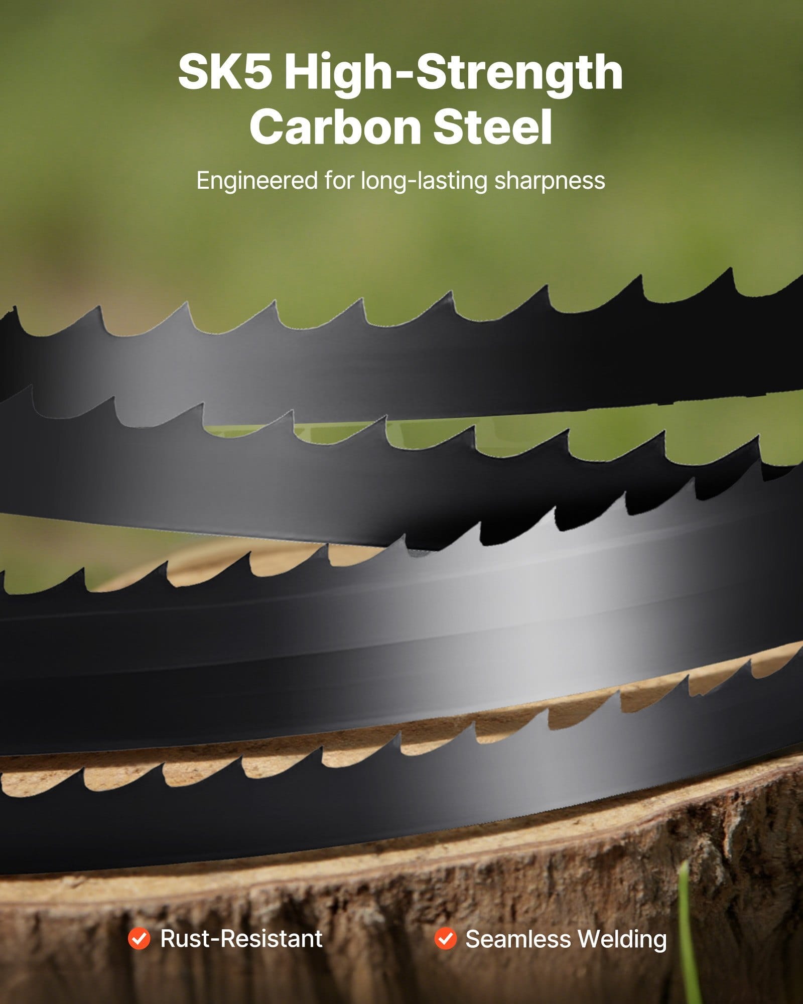 Bandsaw Blade, 60 Inch Length, 6 TPI Band Saw Blade with 15 HRC Hardened Sharp Teeth, SK5 High-Strength Carbon Steel, 0.25 Inch Width, Replacement for Major Woodworking Band Saw Brands, 1 Pack