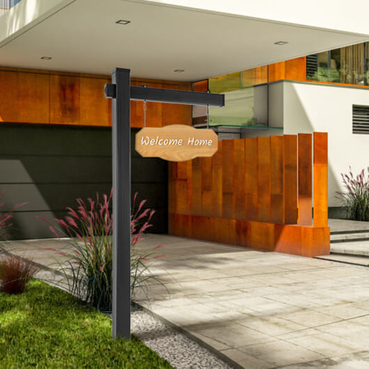 Set of 4 6 Feet Vinyl UPVC Real Estate Realtor Yard Sign Post-Black - Color: Black