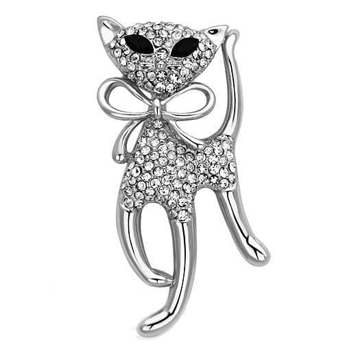 LO2900 - Imitation Rhodium White Metal Brooches with Top Grade Crystal in Jet