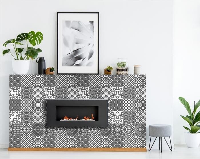 7" X 7" Gray And White Mosaic Peel And Stick Removable Tiles