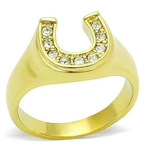 TK10616G - IP Gold(Ion Plating) Stainless Steel Ring with Top Grade Crystal in Clear