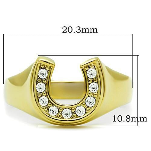 TK10616G - IP Gold(Ion Plating) Stainless Steel Ring with Top Grade Crystal in Clear