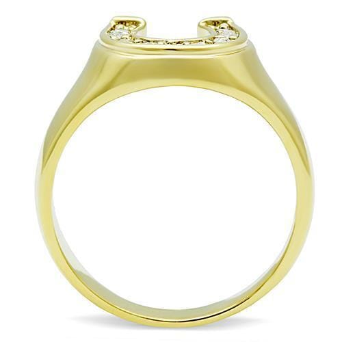 TK10616G - IP Gold(Ion Plating) Stainless Steel Ring with Top Grade Crystal in Clear