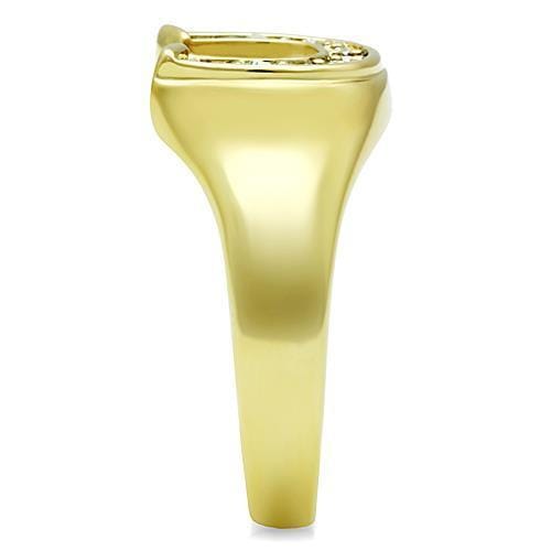 TK10616G - IP Gold(Ion Plating) Stainless Steel Ring with Top Grade Crystal in Clear