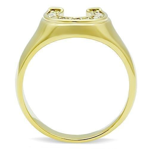 TK10616G - IP Gold(Ion Plating) Stainless Steel Ring with Top Grade Crystal in Clear