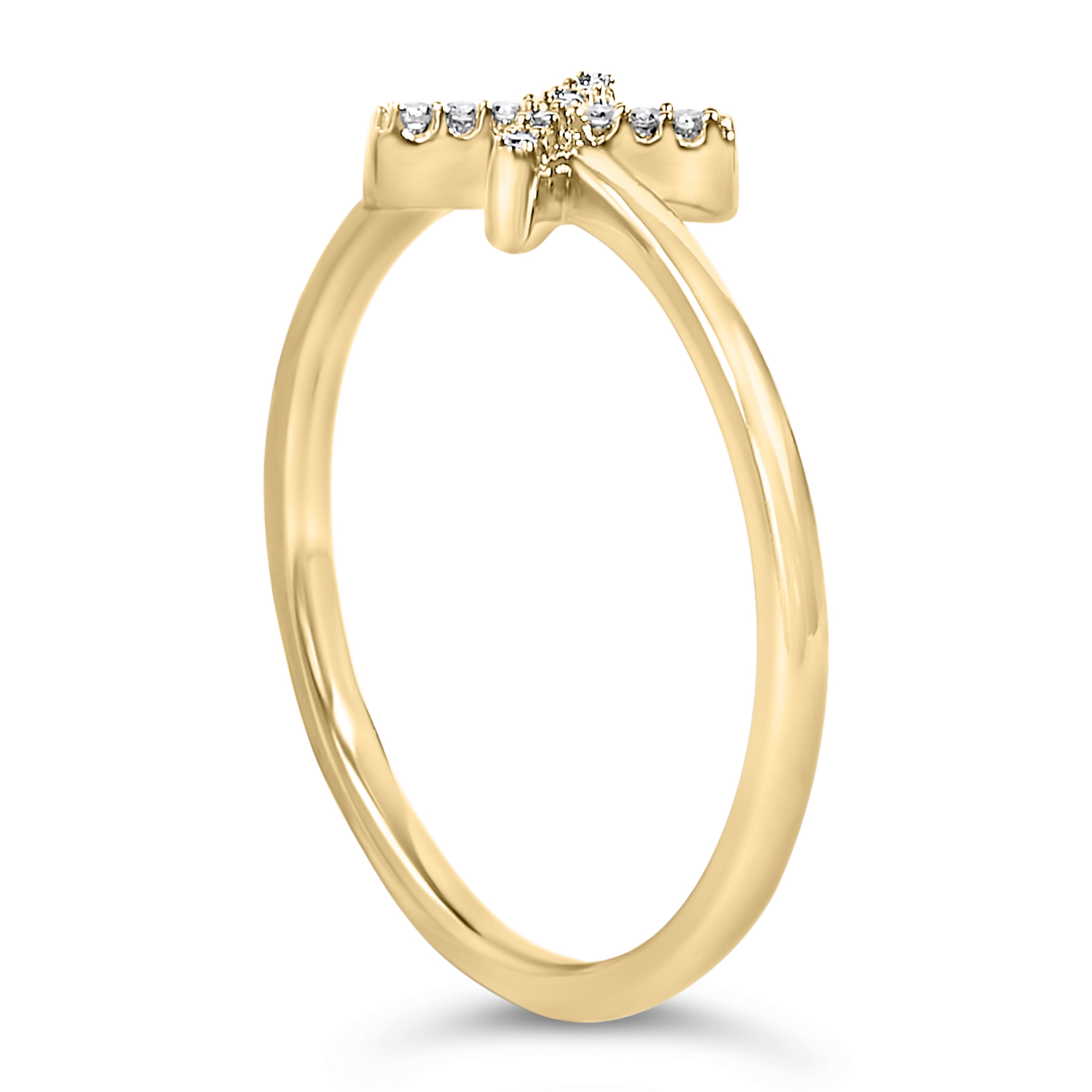 10K Yellow Gold Diamond Accent Initial "X" Ring