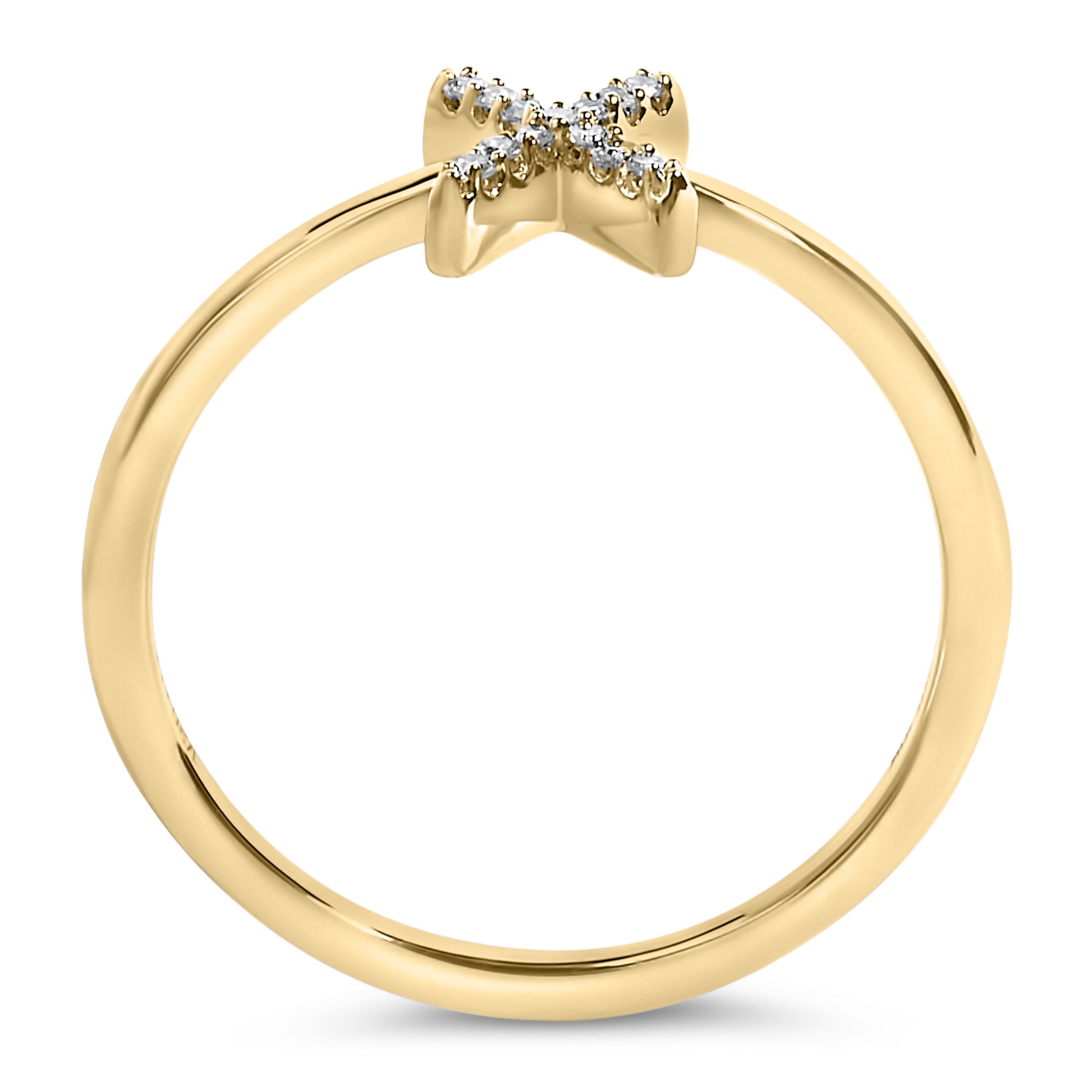 10K Yellow Gold Diamond Accent Initial "X" Ring