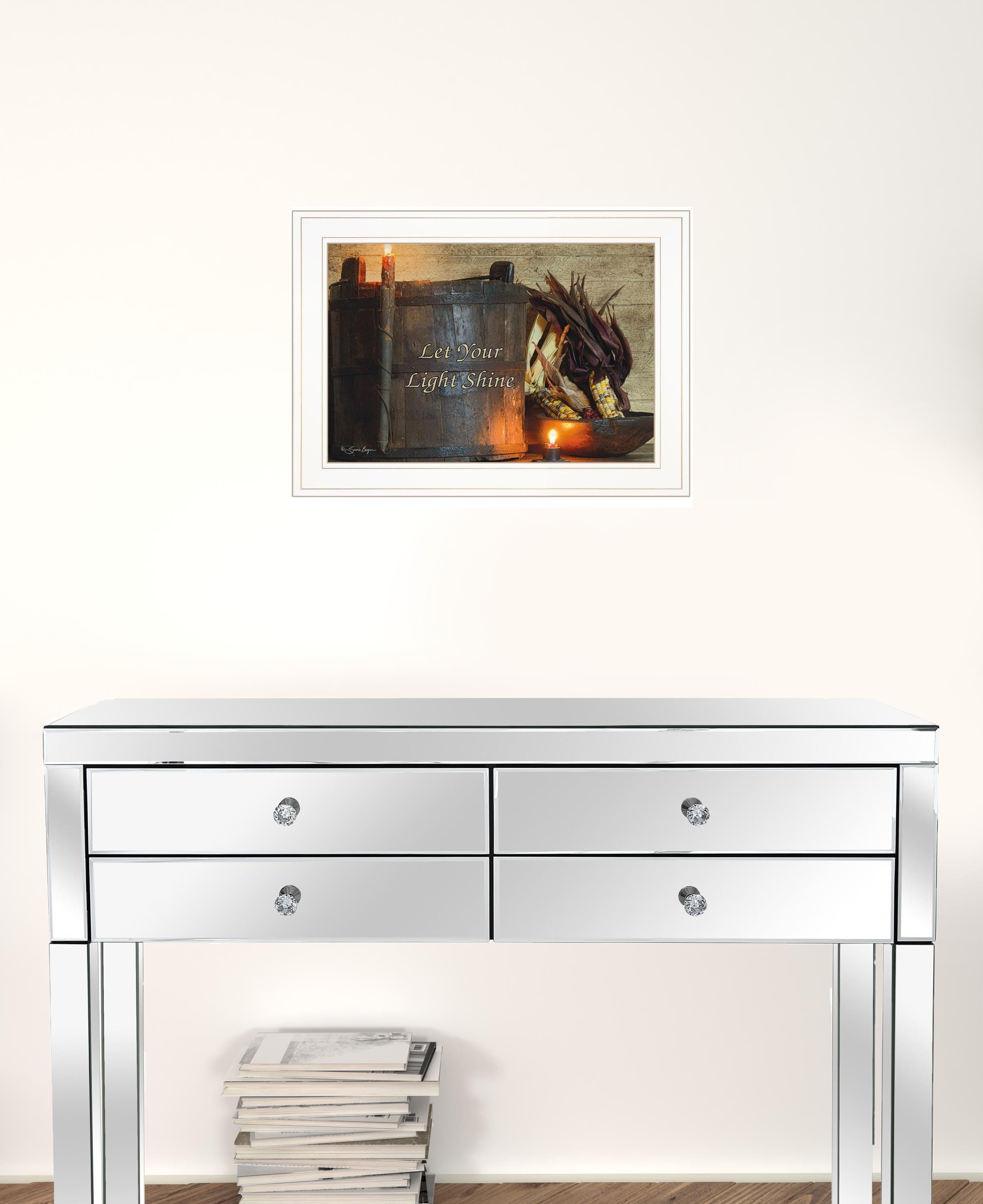 Set Of Two Let Your Light Shine 1 White Framed Print Wall Art