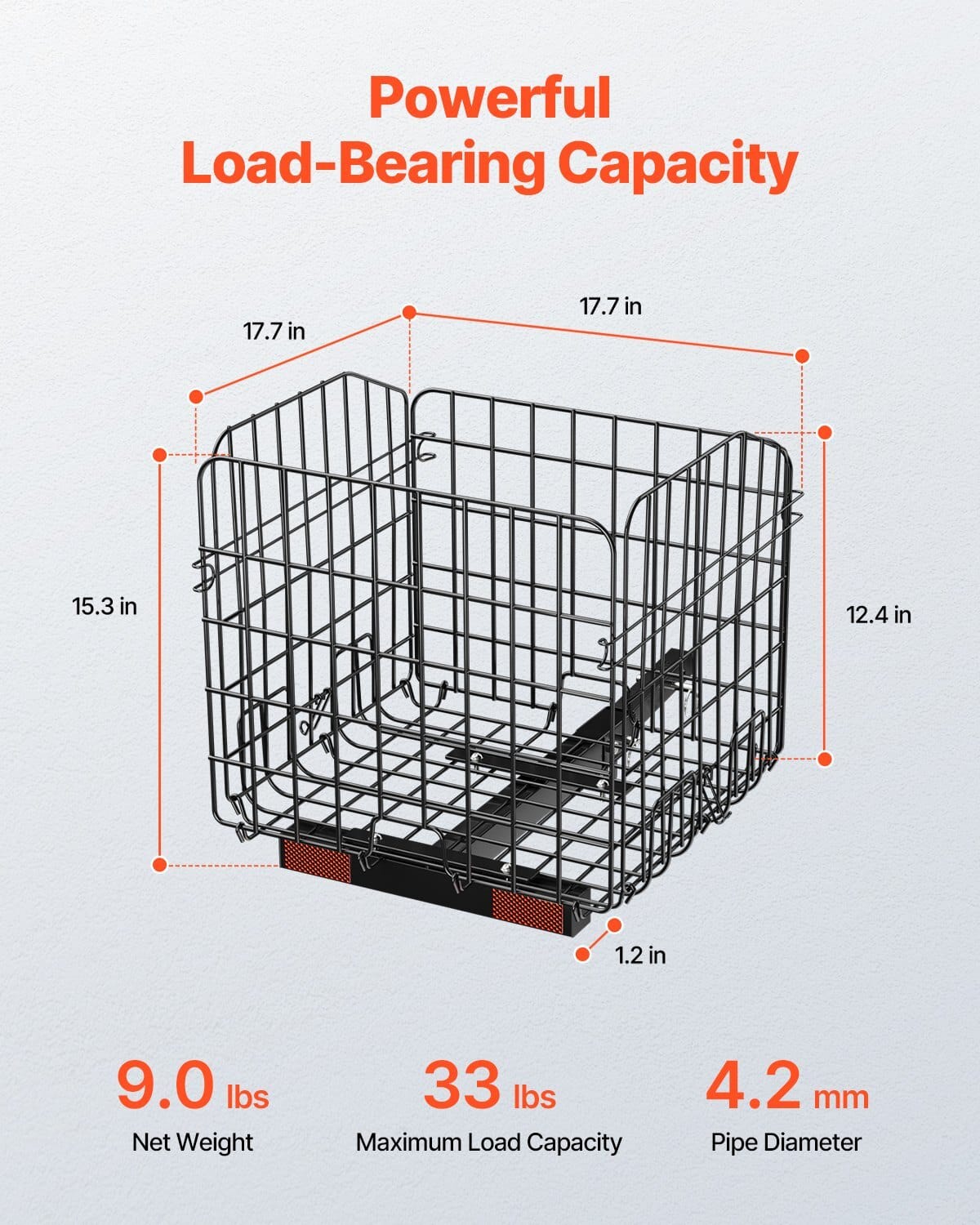 Scooter Rear Basket, Folding Metal Wire Basket, Heavy Duty & Spacious Cargo Basket, Works with 1-inch Receiver, Compatible with Most Golden, Drive & Pride Mobility Scooter