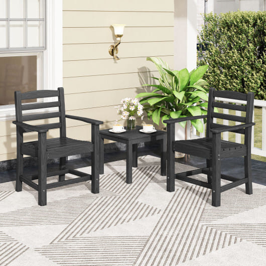 6 Pieces Patio Dining Bench Set Outdoor HDPE Weather Resistant Table and Chairs Set-Grey