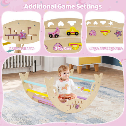 Triangle Set 8-in-1 Foldable Baby Climbing Toys Unicorn Theme - Color: Pink