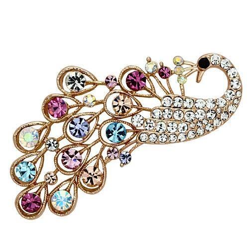 LO2932 - Flash Rose Gold White Metal Brooches with Top Grade Crystal in Multi Color
