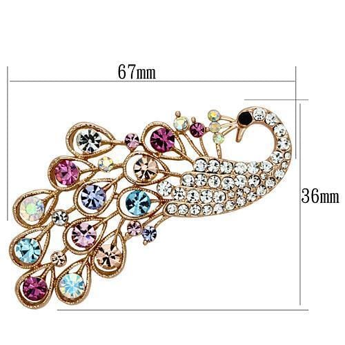 LO2932 - Flash Rose Gold White Metal Brooches with Top Grade Crystal in Multi Color