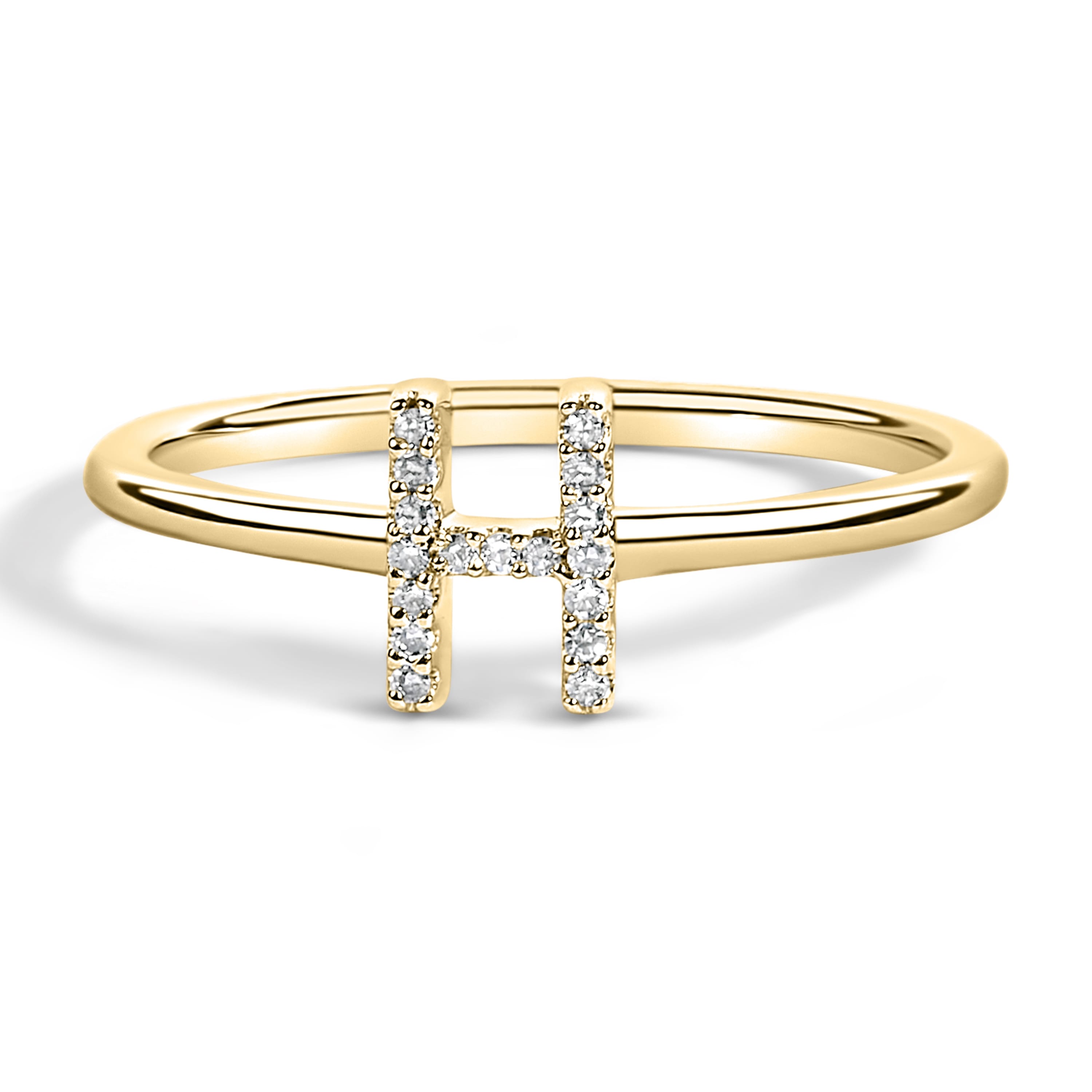 10K Yellow Gold Diamond Accent Initial "H" Ring