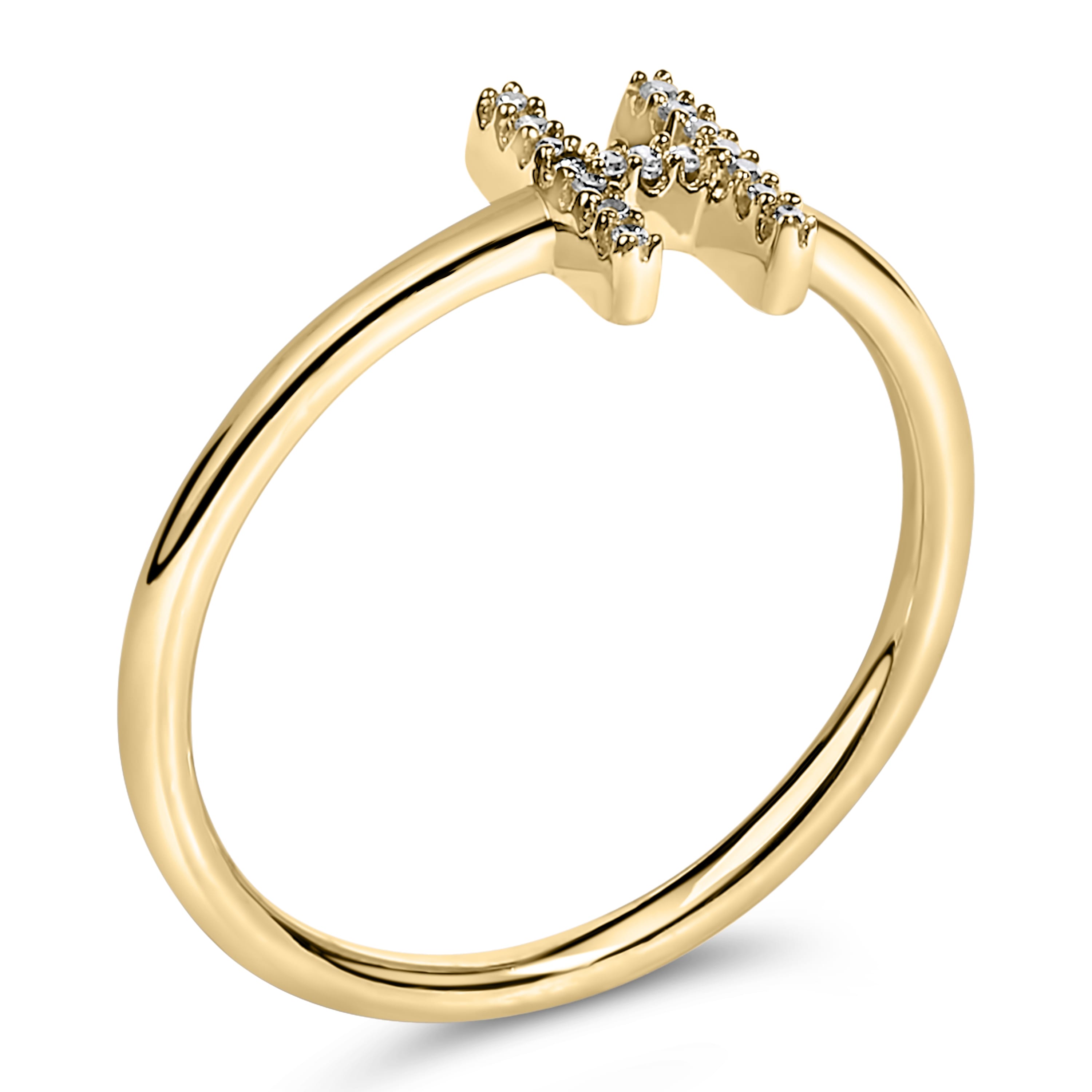 10K Yellow Gold Diamond Accent Initial "H" Ring