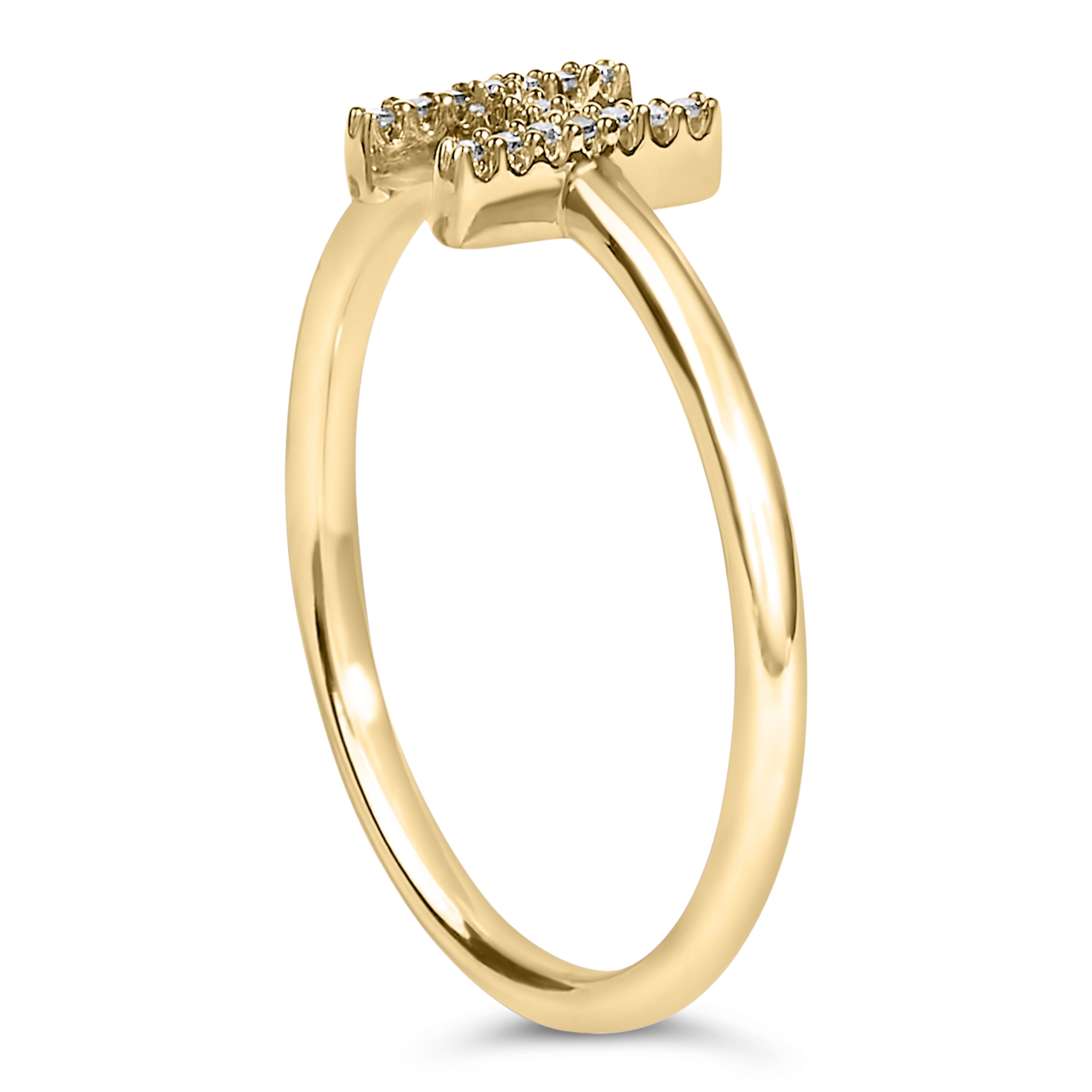 10K Yellow Gold Diamond Accent Initial "H" Ring