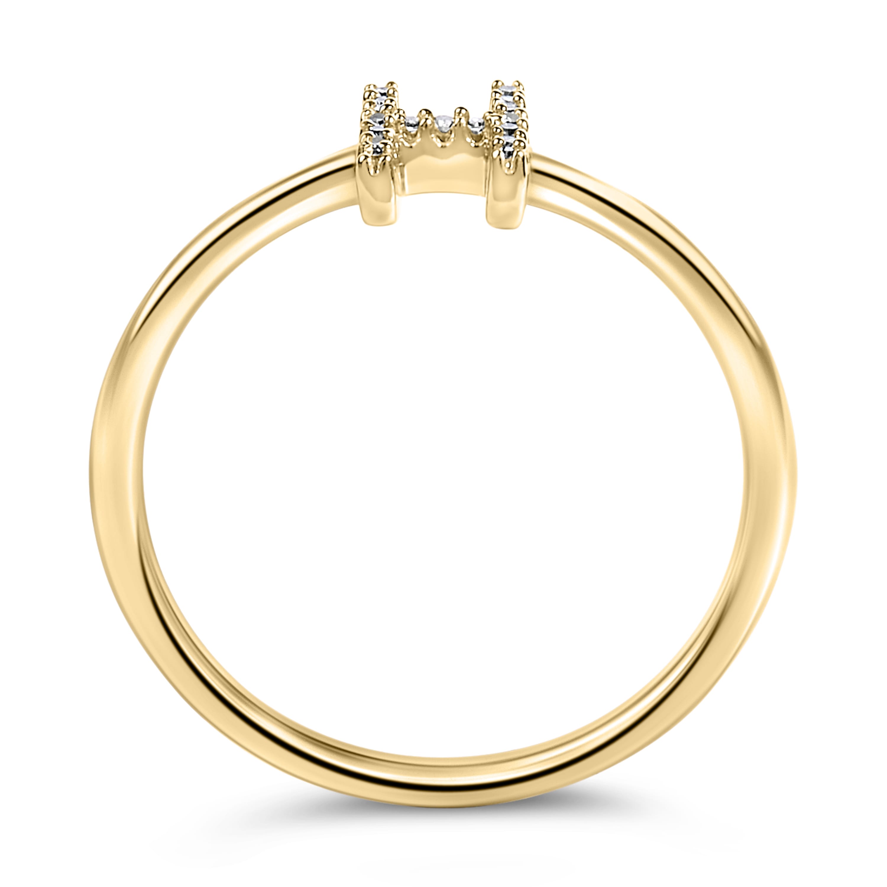 10K Yellow Gold Diamond Accent Initial "H" Ring
