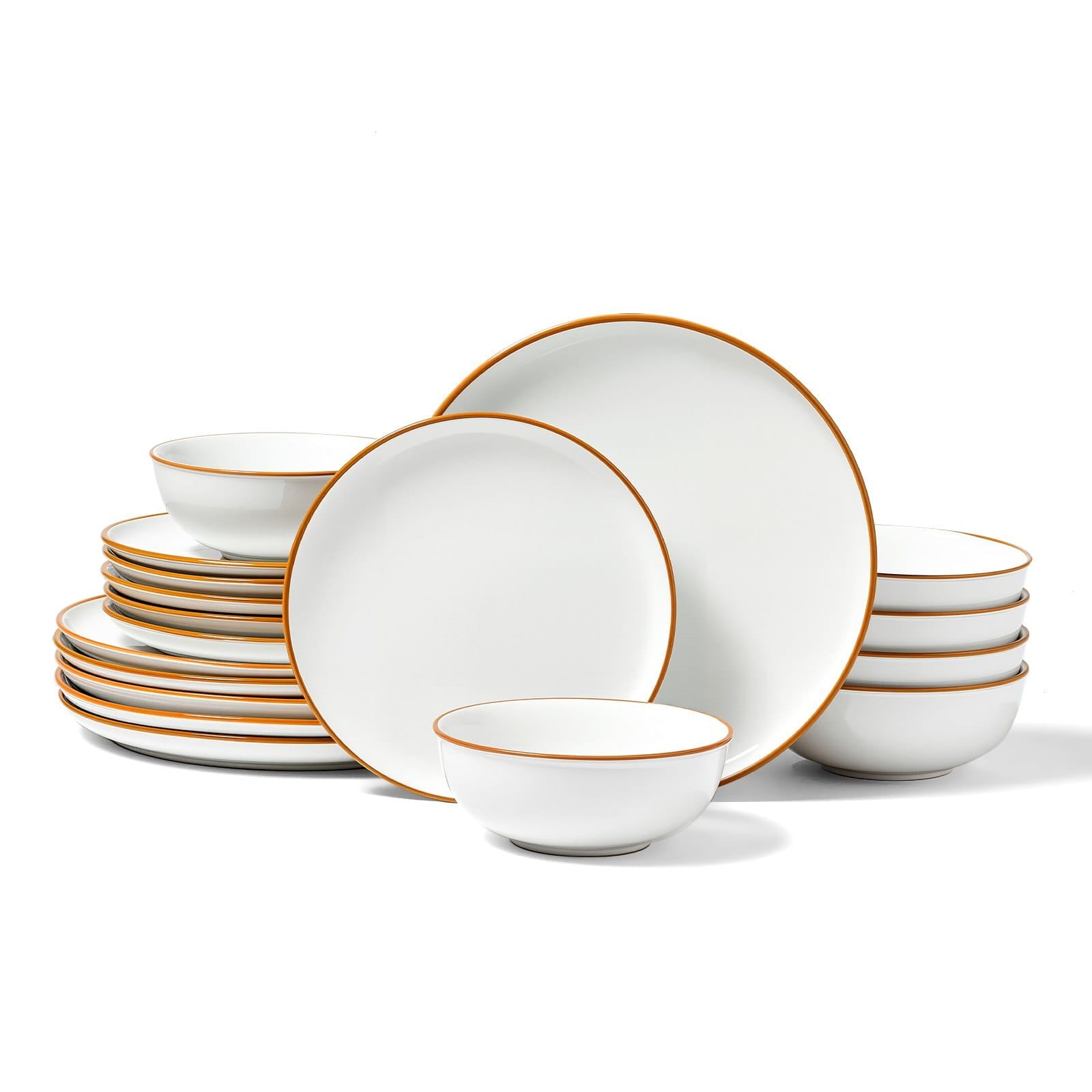 Dinnerware Set, Service for 6 (18 PCS), Round Plates and Bowls Sets, Scratch Resistant Ceramic Dinner Ware, Dishwasher and Microwave Suitable Kitchen Dish, for Dessert Salad Soup Pasta, White