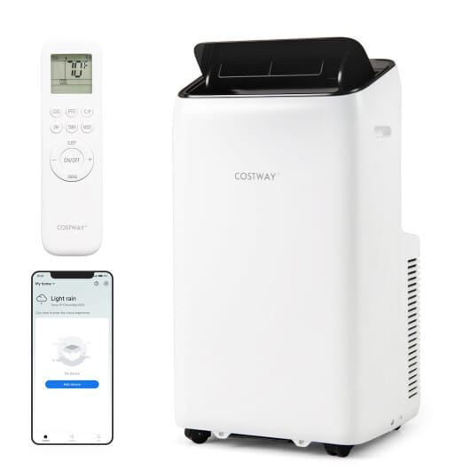 14000 BTU Inverter Portable Air Conditioner 3 in 1 Wifi Enabled AC Unit-White - Color: White