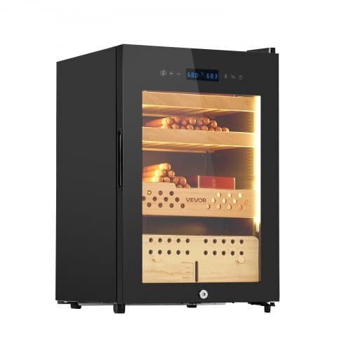 Electric Humidor, 60L, 350 Counts Electric Cigar Humidor Cabinet with Compressor Cooling, Constant Humidity & Temperature Control, Spanish Cedar Wood Shelves & Drawers, 3 Layers, for Household