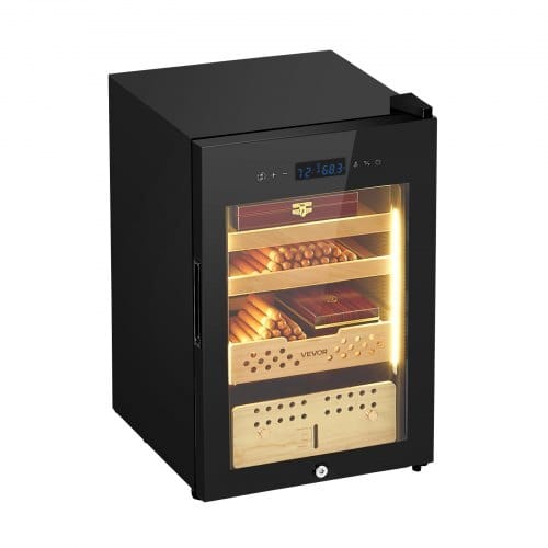 Electric Humidor, 60L, 350 Counts Electric Cigar Humidor Cabinet with Compressor Cooling, Constant Humidity & Temperature Control, Spanish Cedar Wood Shelves & Drawers, 3 Layers, for Household