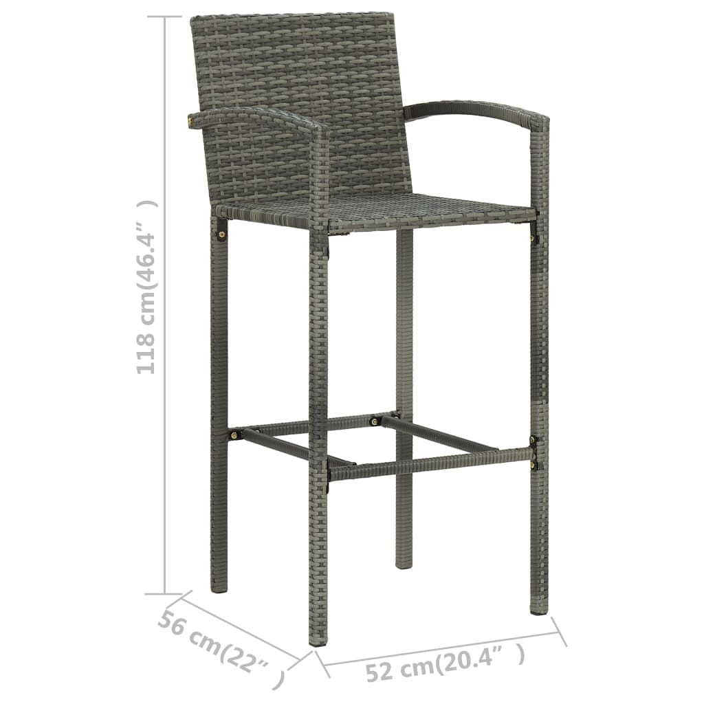 3 Piece Patio Bar Set Gray
